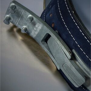 Men's Blue Leather Belt with Silver Buckle